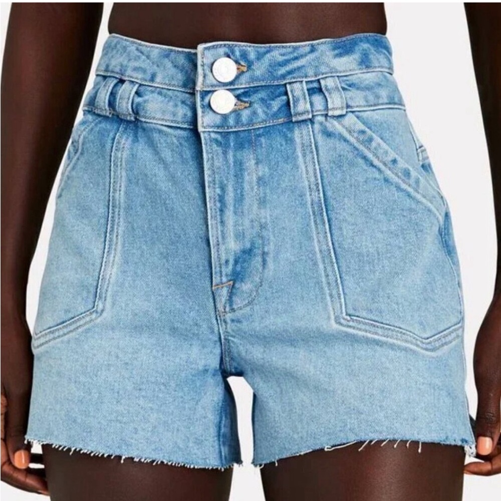 Frame double button denim shorts